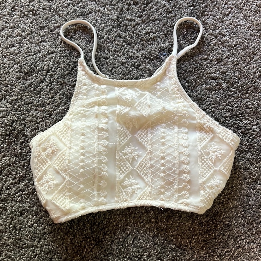 Halter lace bathing suit top